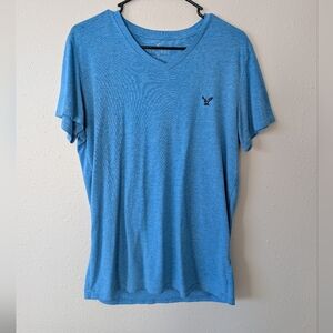 American Eagle Outfitters Sky Blue V-Neck Tee Classic Fit